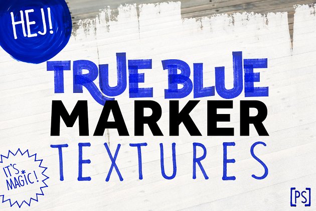 蓝色记号笔笔画纹理 TRUE BLUE MARKER TEXTURES