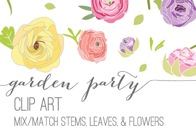 花卉素材插画 Garden Party – Flower Clip Art