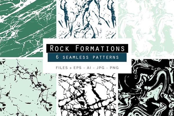 多彩的大理石背景纹理素材 Rock & Marble Seamless Patterns