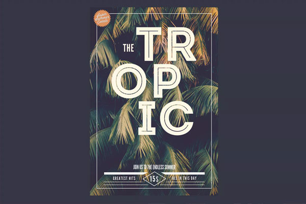 高端时尚夏天夏季热带雨林植物促销sale海报传单DM设计模板