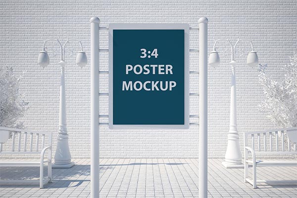 C4D风格的高品质高端时尚街头海报传单DM样机展示模型mockups