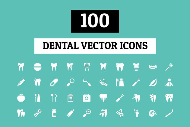 牙科图标素材 100 Dental Vector Icons