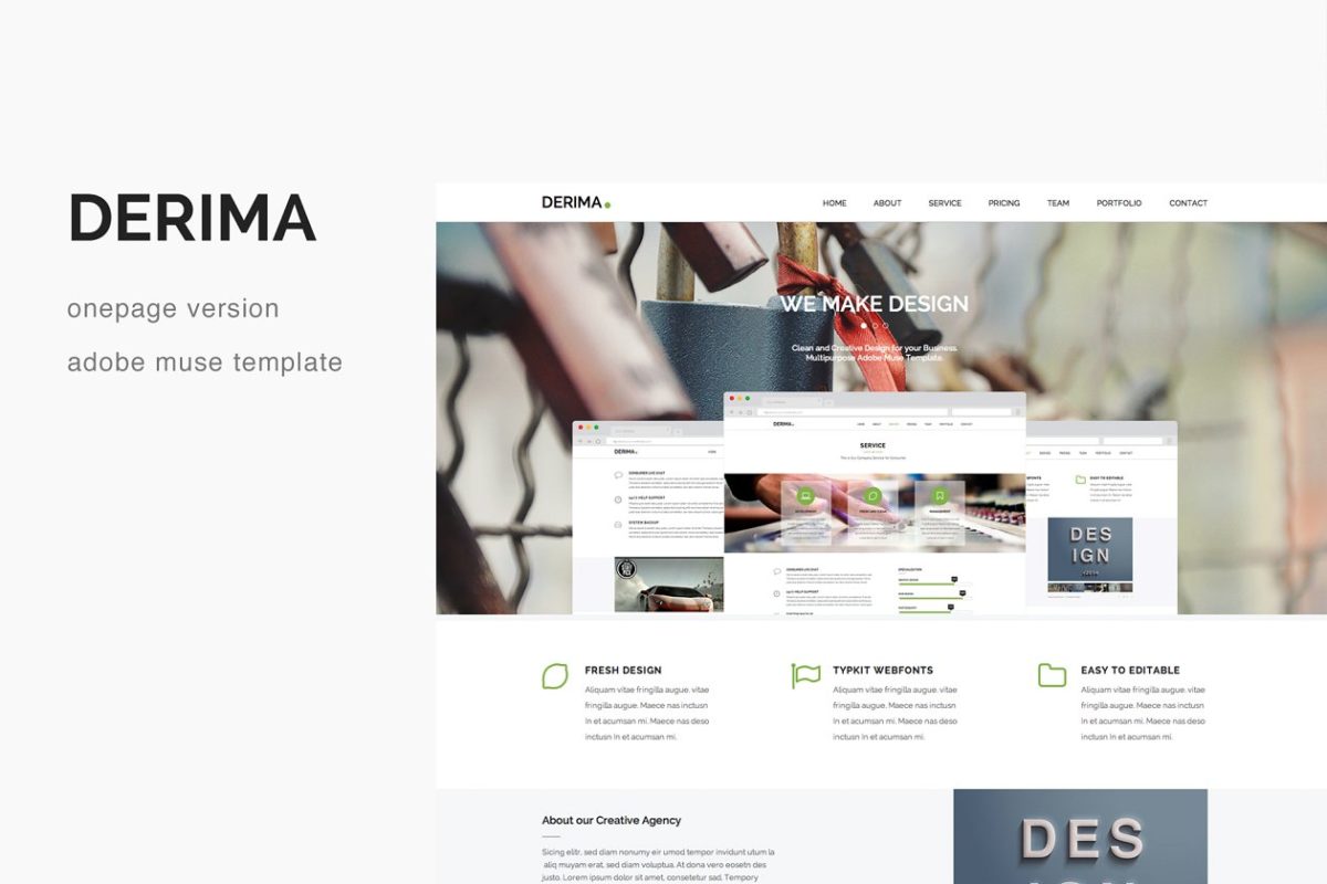单页MUSE模版 Derima – One Page Muse Template