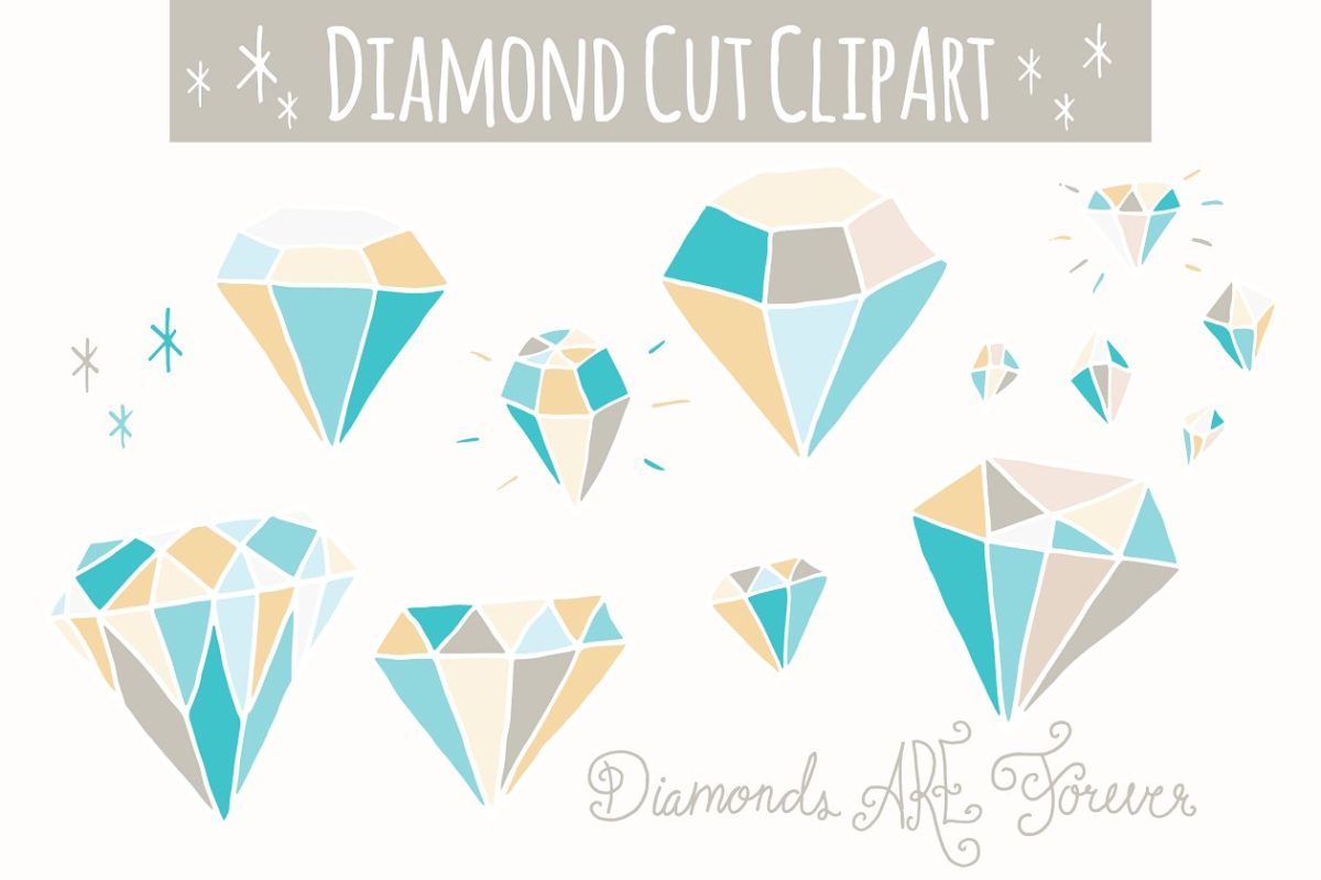蓝色砖石图形插画 Blue Diamonds Clip Art – Vector