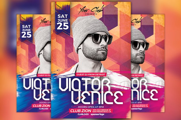 DJ聚会海报模板 DJ Victor Party Flyer Template