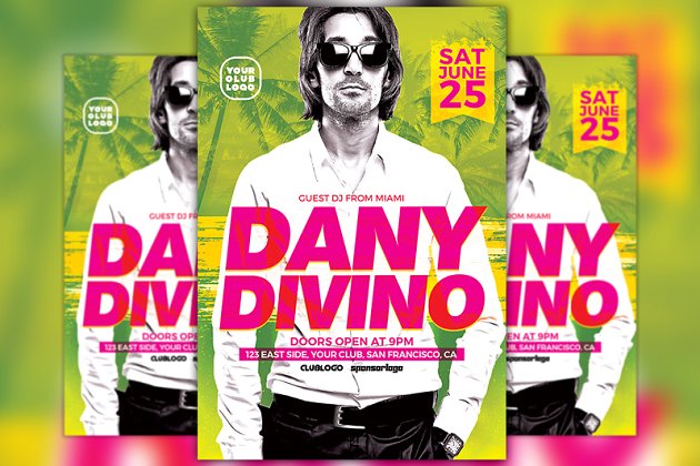 人物音乐海报制作模板 DJ Dany Club Party Flyer Template