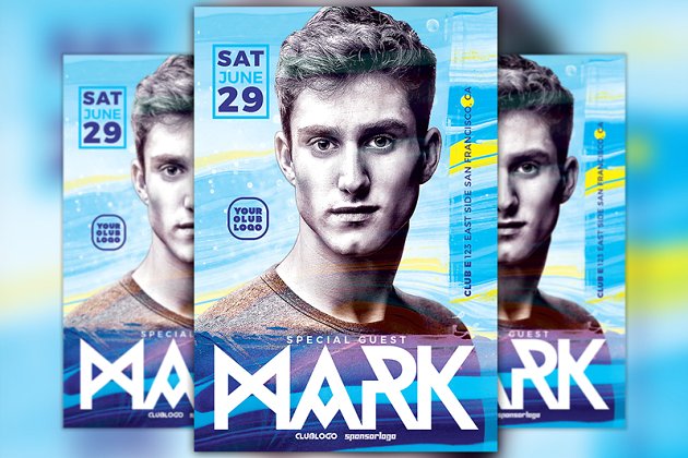 音乐俱乐部派对宣传海报模板 DJ Mark Club Party Flyer Template