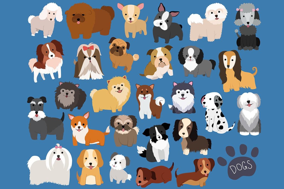 可爱的卡通小狗插画 Cute Dogs 29 pc Vector & PNG Set