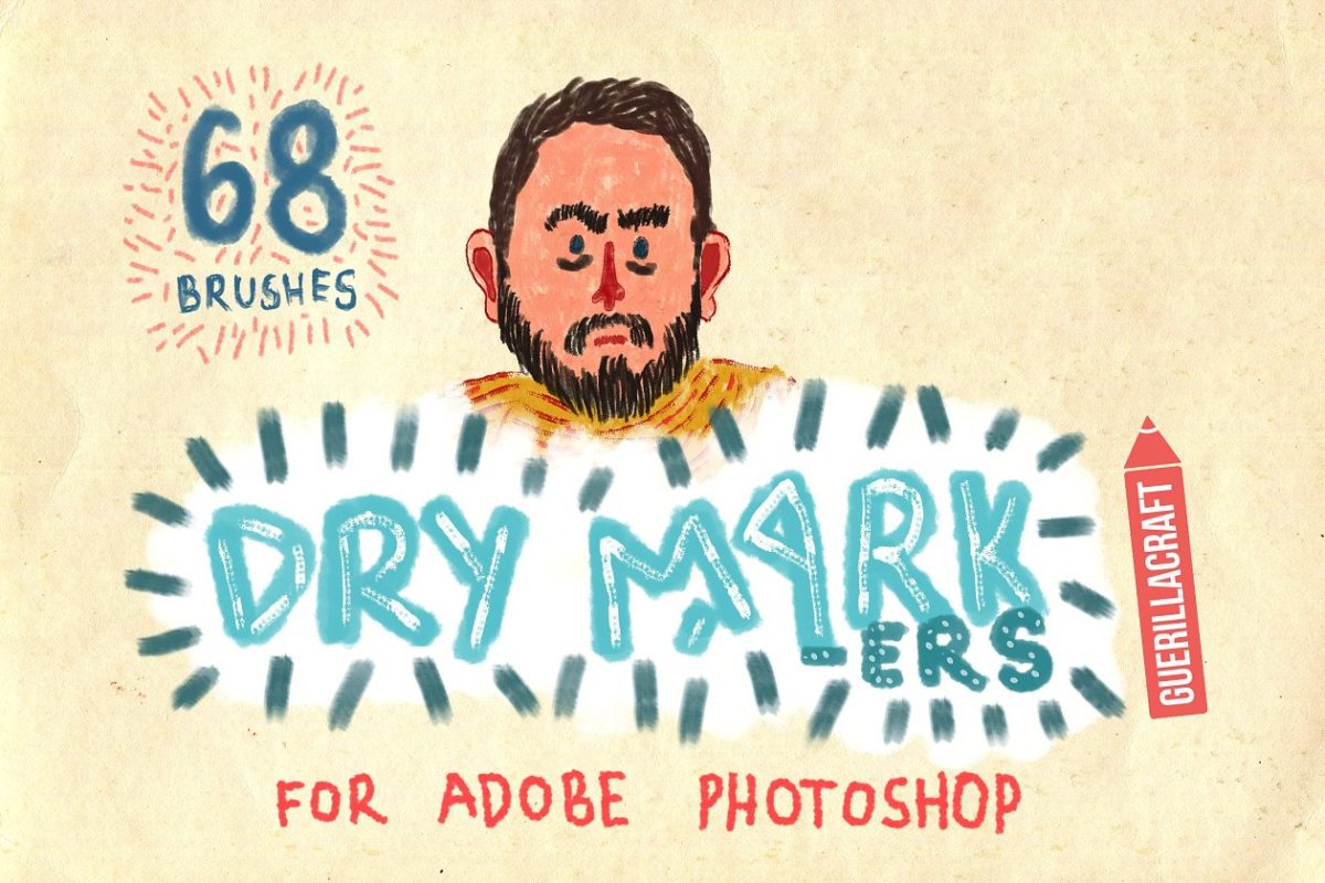 68个干燥效果的PS笔刷合集 68 Dry Markers Photoshop Brushes