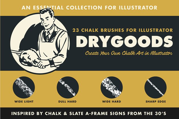 粉笔Ai画笔文件 DryGoods | Chalk Brushes for AI