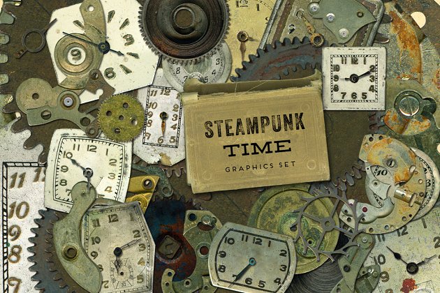 怀旧元素图形 Steampunk Time Graphics Set