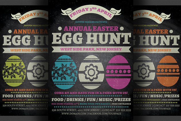 复活节彩蛋狩猎海报模板 Easter Egg Hunt Flyer Template v2