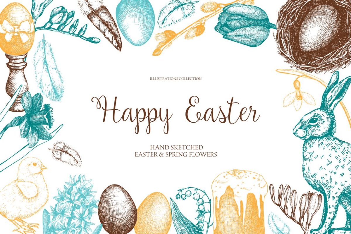 春天插画集 Easter & Spring Illustrations Set
