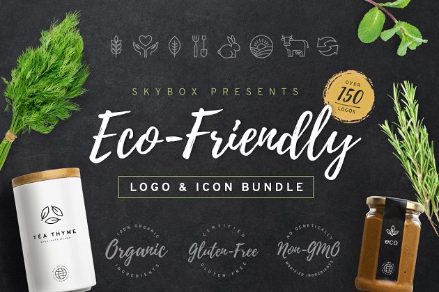 环保logo设计素材 Eco-Friendly Icon & Logo Bundle