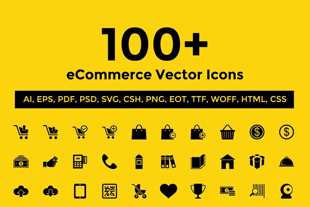 100+电子商务矢量图标包 100+ eCommerce Vector Icons Pack