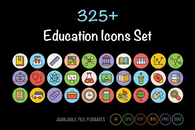 教育矢量图标下载 325+ Education Icons Set