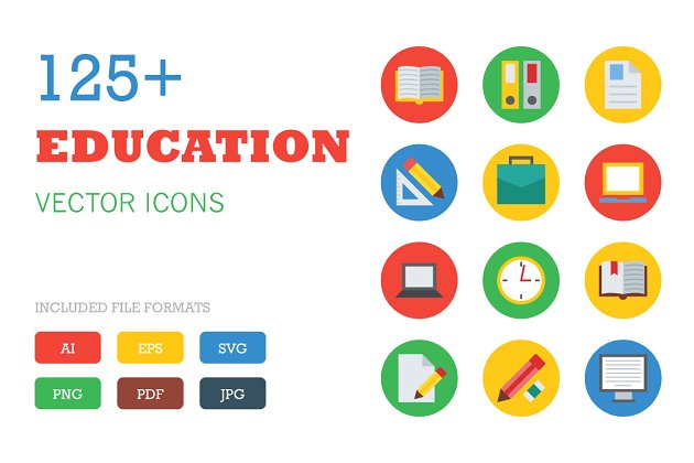教育矢量图标大全 125+ Education Vector Icons