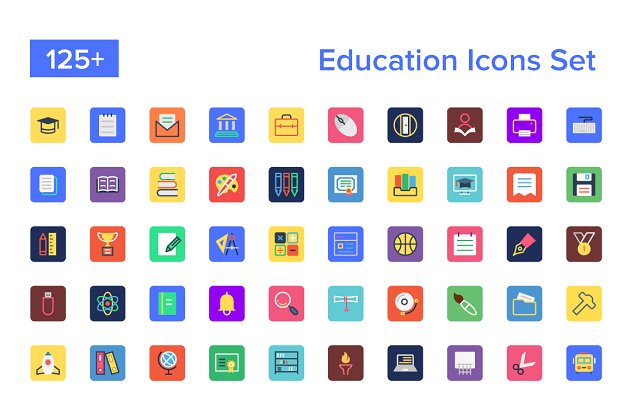 教育矢量图标大全 125+ Education Icons Set