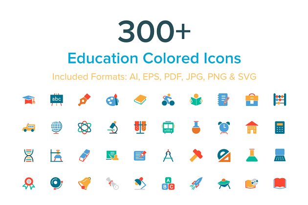 教育矢量图标下载 300+ Education Colored Icons