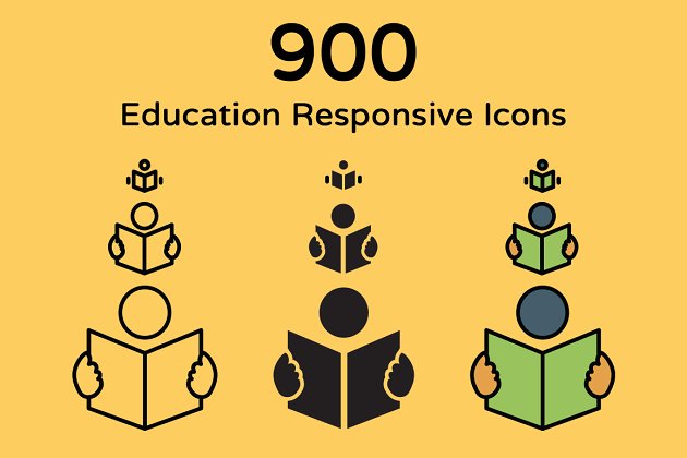900个教育图标素材 900 Education Responsive Icons