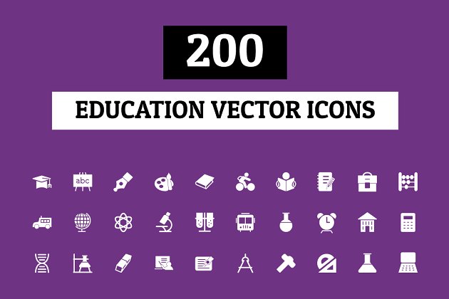 教育矢量图标素材 200 Education Vector Icons