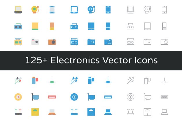 125+ 电子设备相关图标 125+ Electronics Vector Icons