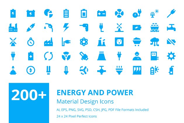 能源矢量图标素材 200+ Energy and Power Material Icons