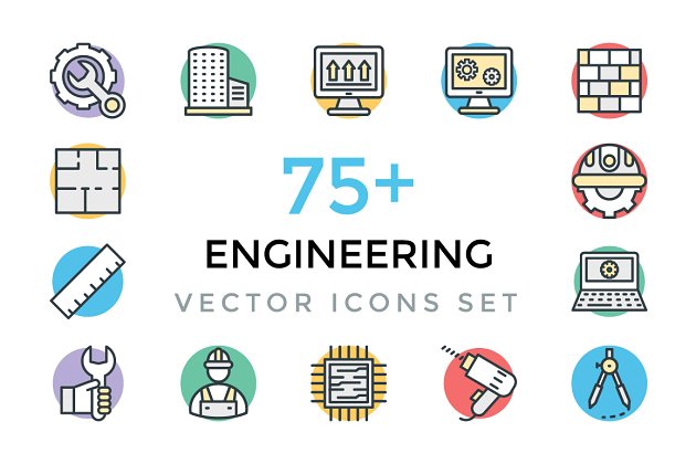 75+ 工程师图标 75+ Engineering Vector Icons