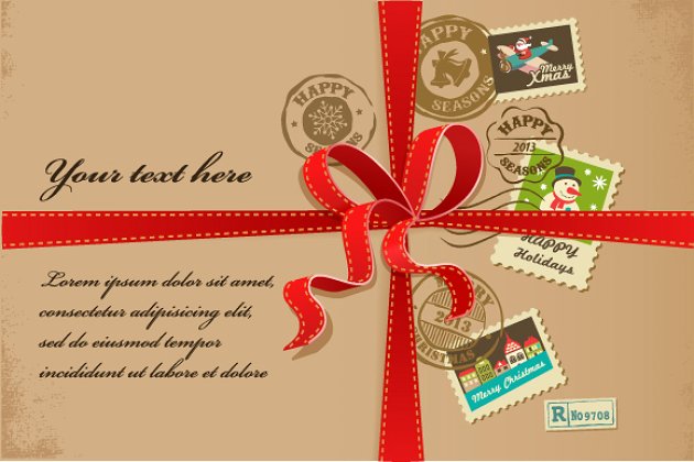 圣诞元素贺卡设计 Xmas greeting cards with stams