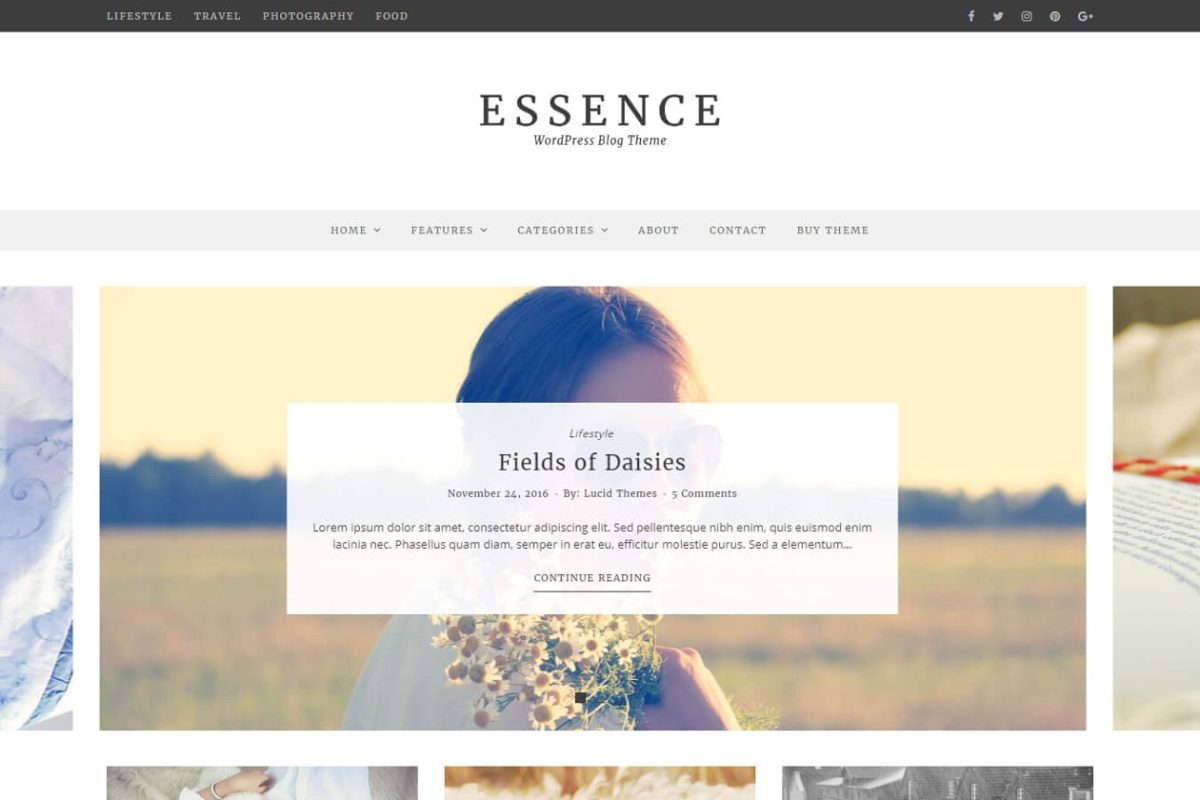时尚博客皮肤网站模板 Essence – WordPress Blog Theme