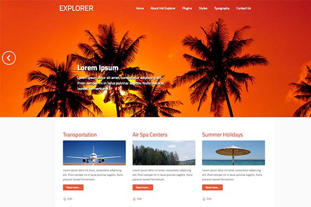 设计网站主题模板 Hot Explorer
