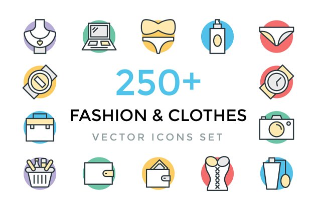 时尚和服装图标 250+ Fashion and Clothes Icons