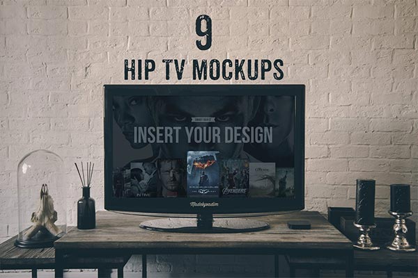 高品质的HIP TV电视显示器VI样机展示模型mockups