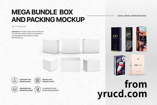 高品质的高端包装盒子箱子品牌包装VI样机展示模型mockups
