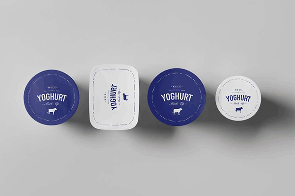 高品质的时尚简约的高端酸奶包装VI样机展示模型mockups