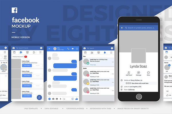 Facebook用户界面模拟样机展示模型mockups-2