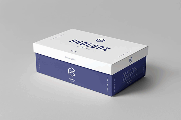 高品质的高端鞋盒盒子包装盒VI样机展示模型mockups