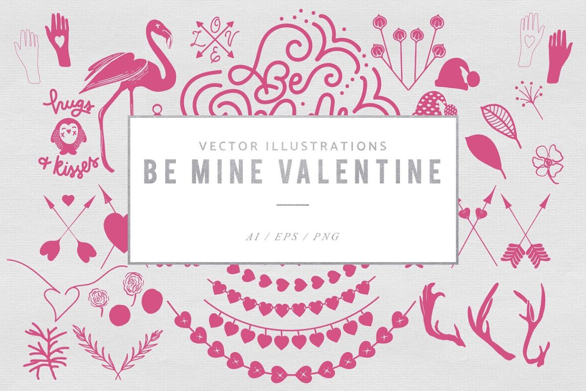 情人节矢量插画 Be Mine Valentine Vector Graphics