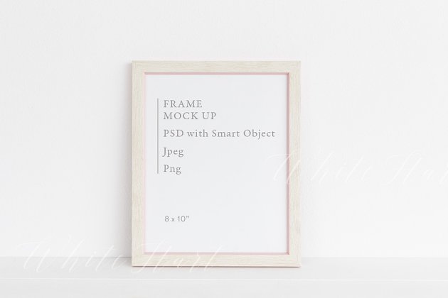 简约木质画框样机 Minimal wooden pink frame mock up