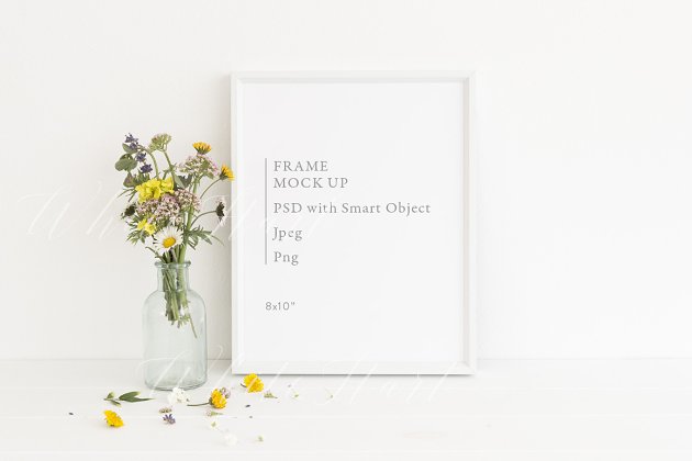 清新的画框样机 Frame mock up – floral – 8×10"