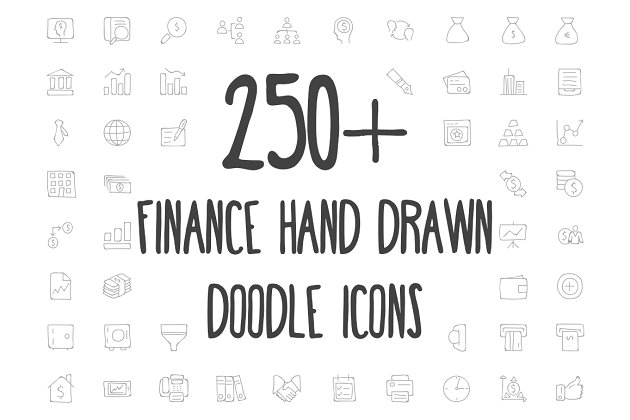 250+金融手绘涂鸦图标下载 250+ Finance Hand Drawn Doodle Icons