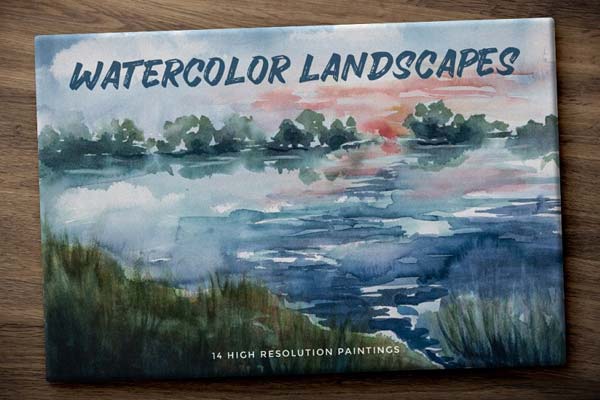 逼真的水彩画素材 Hand Painted Watercolor Landscapes 1