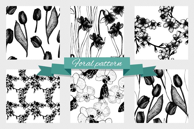 花卉图案背景纹理 Floral Pattrens Collection