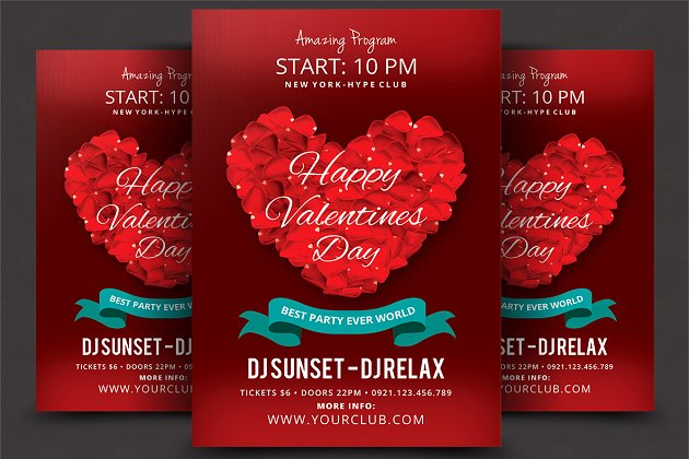 情人节图片素材宣传海报 Valentines Day Flyer