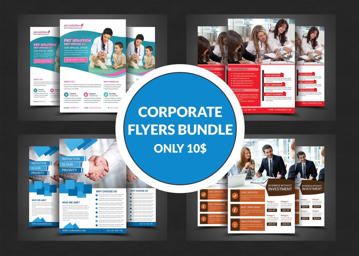 4个商业海报模板 4 Business Flyers Bundle