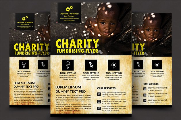慈善筹款活动传单海报模板 Charity Fundraisers Flyer Templates