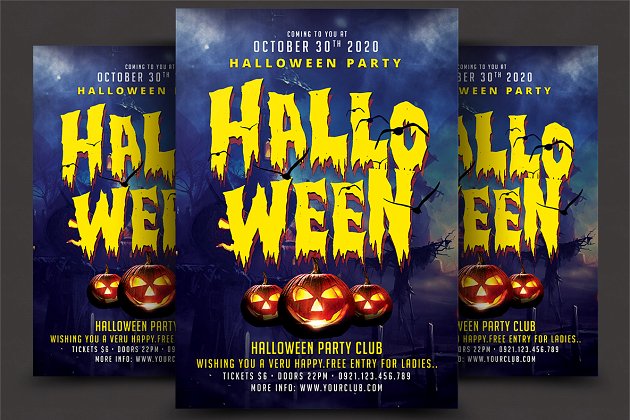 万圣节海报制作模板 Halloween Party Flyer