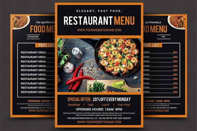 餐厅菜单新品海报模板 Restaurant Menu