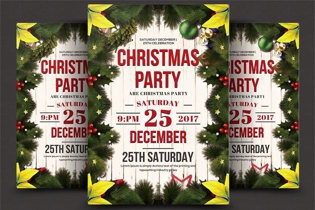 怀旧圣诞节海报设计模板 Christmas Party Flyer