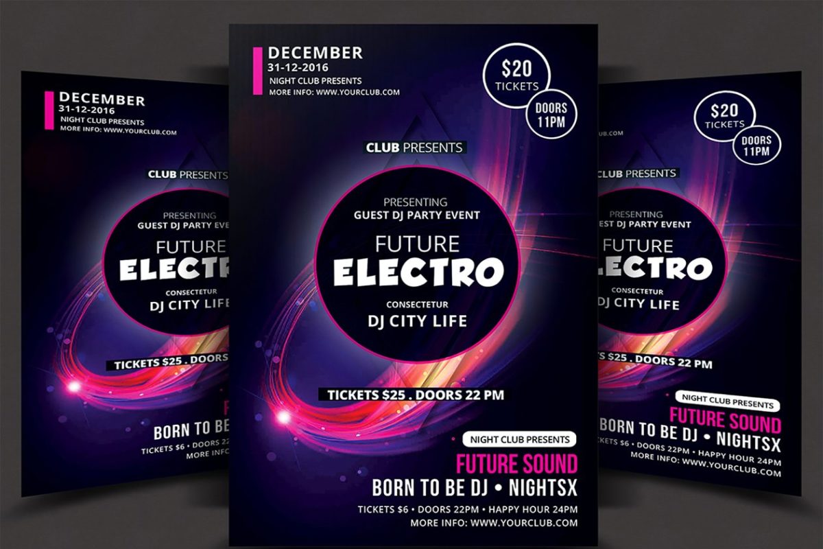 电子音乐海报模板 Electro Music Flyer